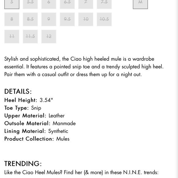 Nine west Ciao high heel mules shoes - Picture 7 of 8